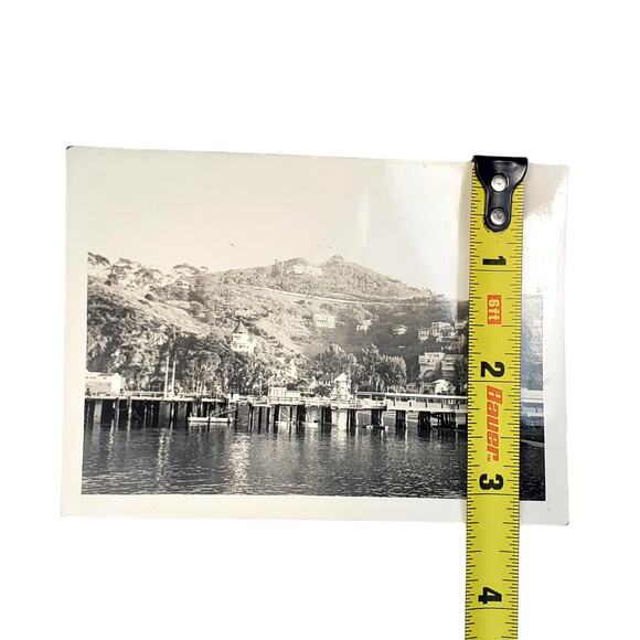 Vtg Pier with Mountain View Original Monochrome Photography Found Snapshot 1940s - Picture 3 of 4